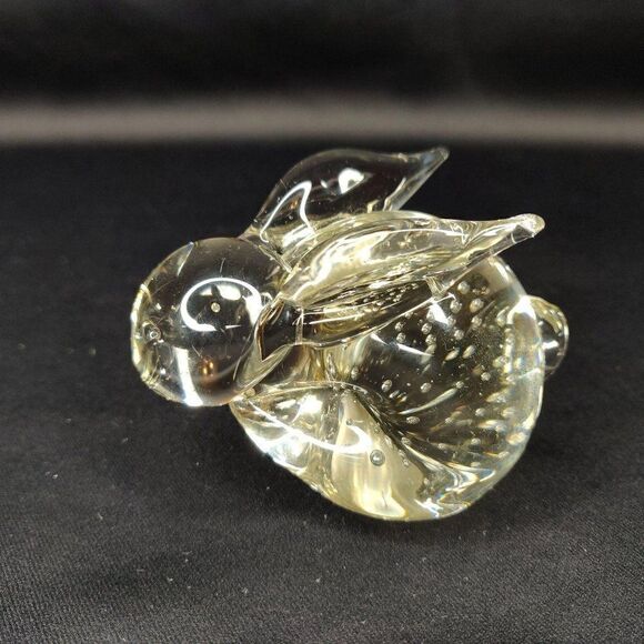 Vintage Glass Bunny Rabbit Paperweight Art Glass Controlled Bubbles Clear - Picture 2 of 6